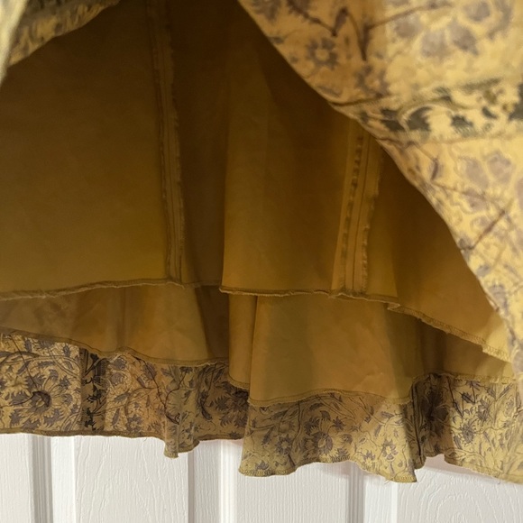 DKNY 6 Women’s Tan Green Floral Print Hi-Low Sequin A-line Skirt Fully Lined - Picture 6 of 13